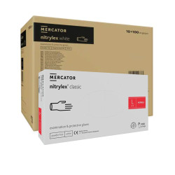 Rękawiczki nitrylowe L białe Mercator Nitrylex Classic white 100szt karton 10op