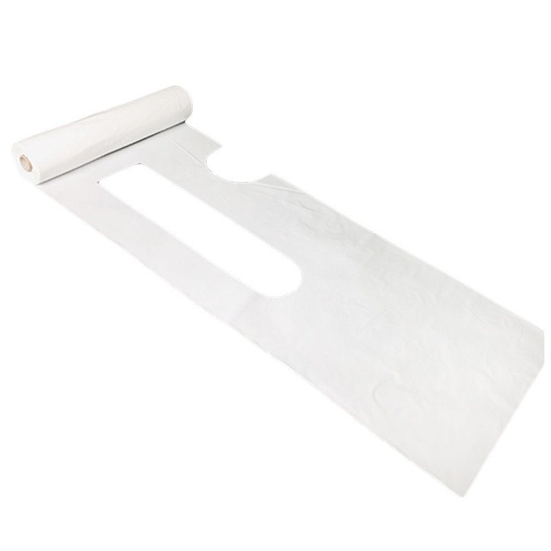 Fartuch foliowy wodoodporny biały 90cm x 150cm wiązany na troki (folia LDPE 0,045&micro;m) 50szt