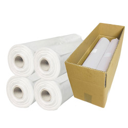 Fartuch foliowy wodoodporny biały 90cm x 150cm wiązany na troki (folia LDPE 0,045&micro;m) 50szt x 4op