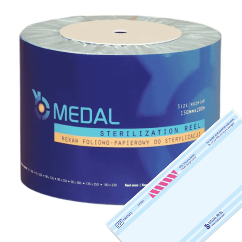 Rękaw do sterylizacji parą wodną STEAM 150mm x 200m płaskie papierowo-foliowe 1rolka
