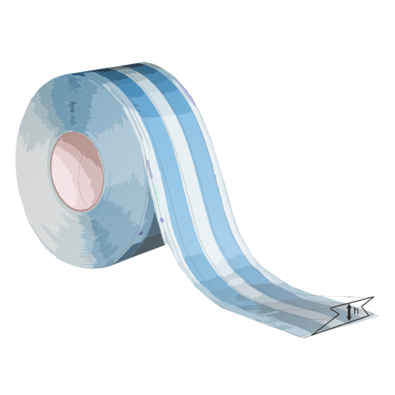 Rękaw do sterylizacji z fałdą 75mm x 100m 3 indykatory STEAM EO FORM papierowo-foliowe 1rolka