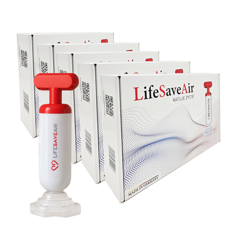 LifeSaveAir pierwsza pomoc w zadławieniach pompa ratownicza przed zadławieniem zestaw dla firm 5szt