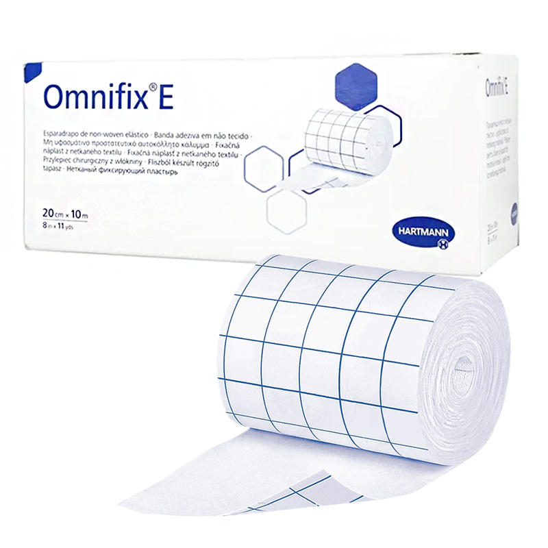 Przylepiec Omnifix E 20cm x 10m elastyczny plaster wł&oacute;kninowy na rolce do mocowania opatrunk&oacute;w 1rolka