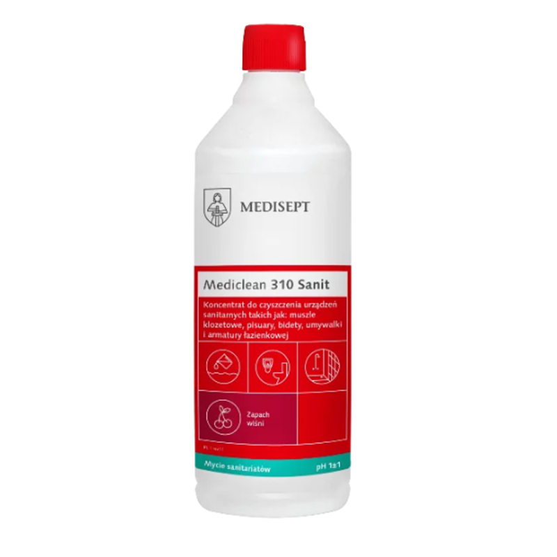 Mediclean 310 Sanit wiśnia 1l płyn do codziennego mycia wszystkich powierzchni sanitarnych 1szt