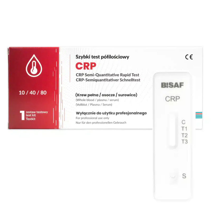 Test CRP kasetkowy do p&oacute;łilościowego oznaczenia białka CRP diagnostyka stanu zapalnego 100szt