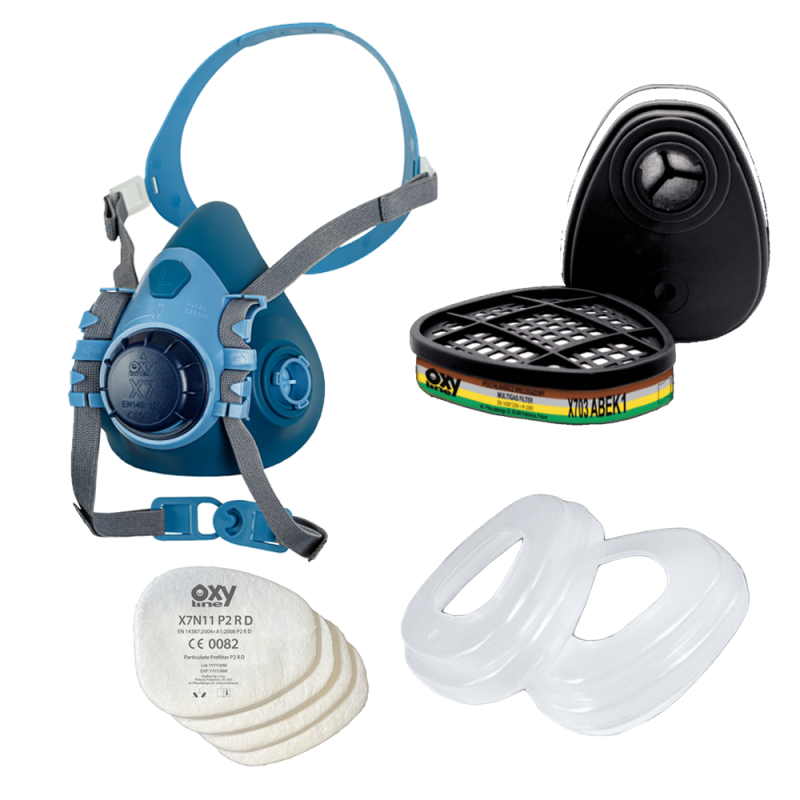 Maska do oprysk&oacute;w zestaw OxyPro Agro Basic + M (X7 rozm. M + X703ABEK1 + X501 + X7N11P2)