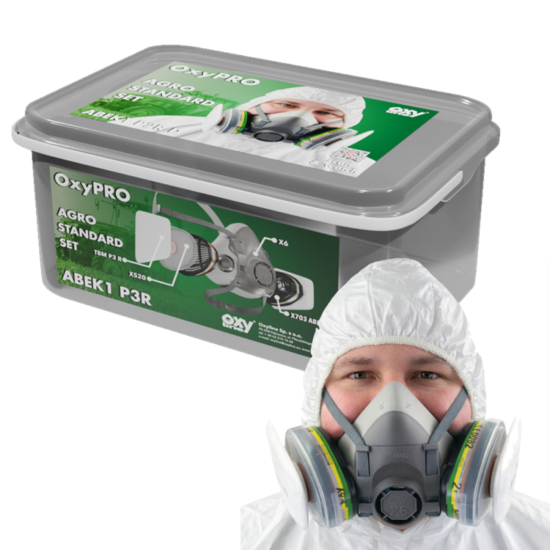 Maska do oprysk&oacute;w zestaw OxyPro Agro Standard M (X6 rozm. M + X703ABEK1 + X520 + TBMP3)