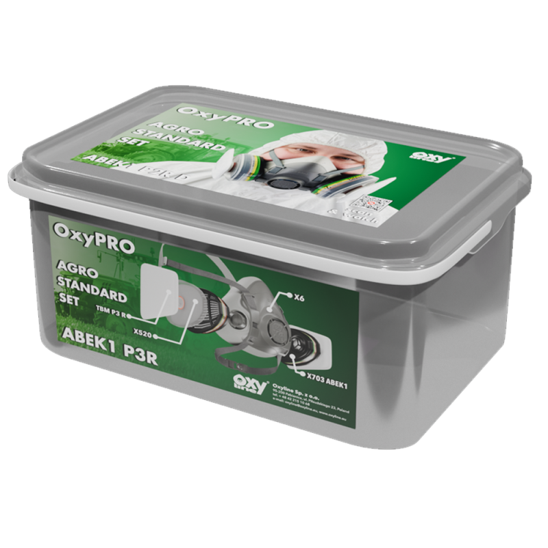 Maska do oprysk&oacute;w zestaw OxyPro Agro Standard M (X6 rozm. M + X703ABEK1 + X520 + TBMP3)
