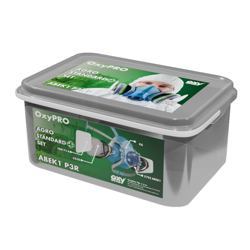 Maska do oprysk&oacute;w zestaw OxyPro Agro Standard+ S (X7 rozm. S + X703ABEK1 + X520 + TBMP3)