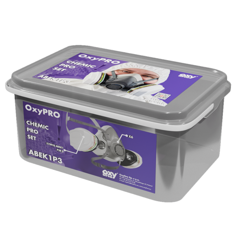 Maska do chemikali&oacute;w zestaw OxyPro Chemic Pro L (X6 rozm. L + X70926ABEK1P3RD)