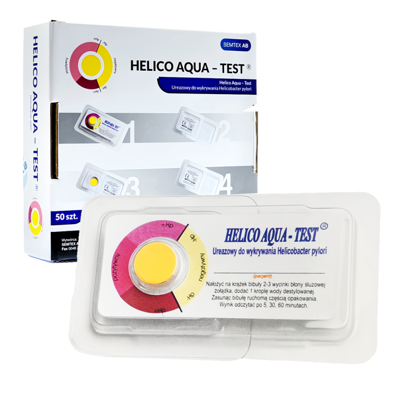 Helico Aqua Test ureazowy do wykrywania Helicobacter pylori 50 szt