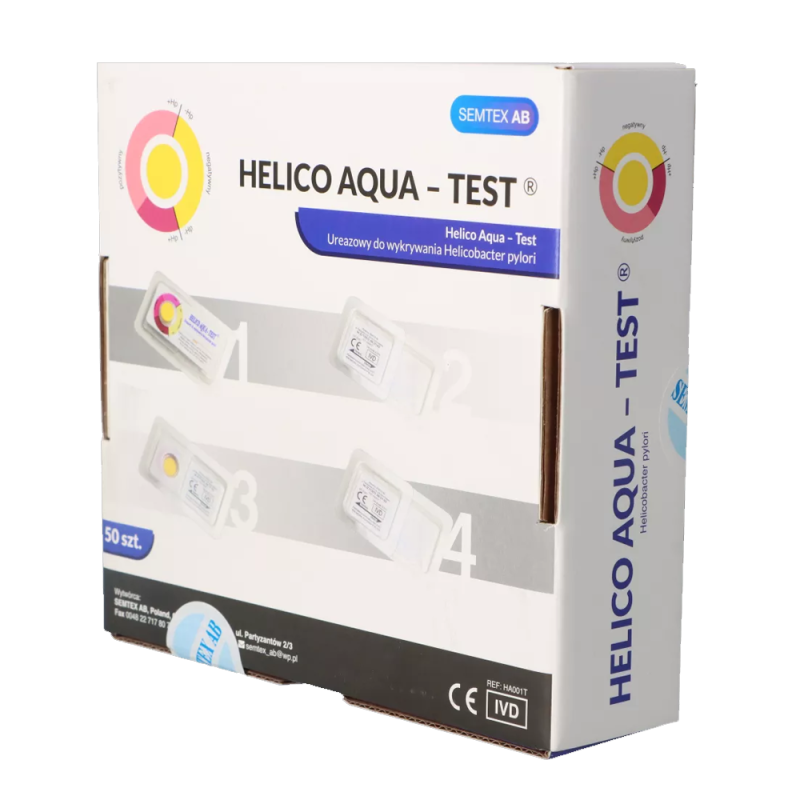 Helico Aqua Test ureazowy do wykrywania Helicobacter pylori 50 szt