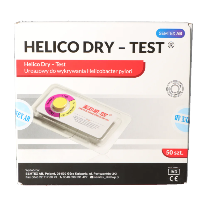 Helico Dry Test ureazowy do wykrywania Helicobacter pylori 50 szt