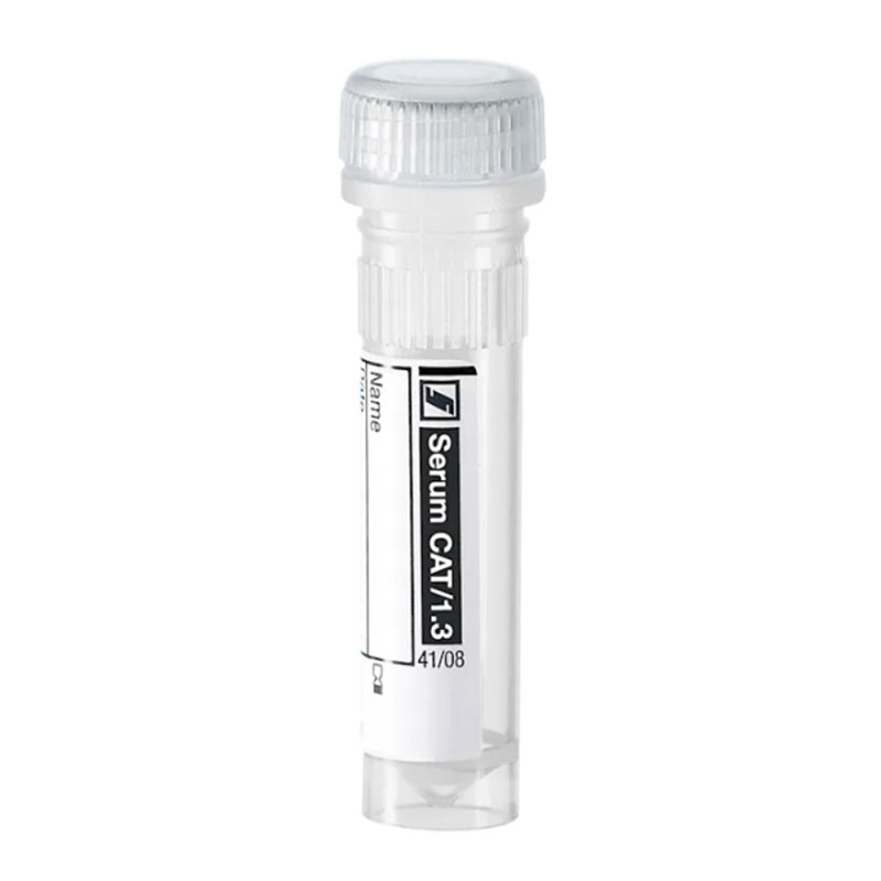 Mikroprobówka Sarstedt Micro Sample Tube Serum CAT 1,3 ml ze stożkowym dnem i kołnierzem z zakrętką biała 100szt