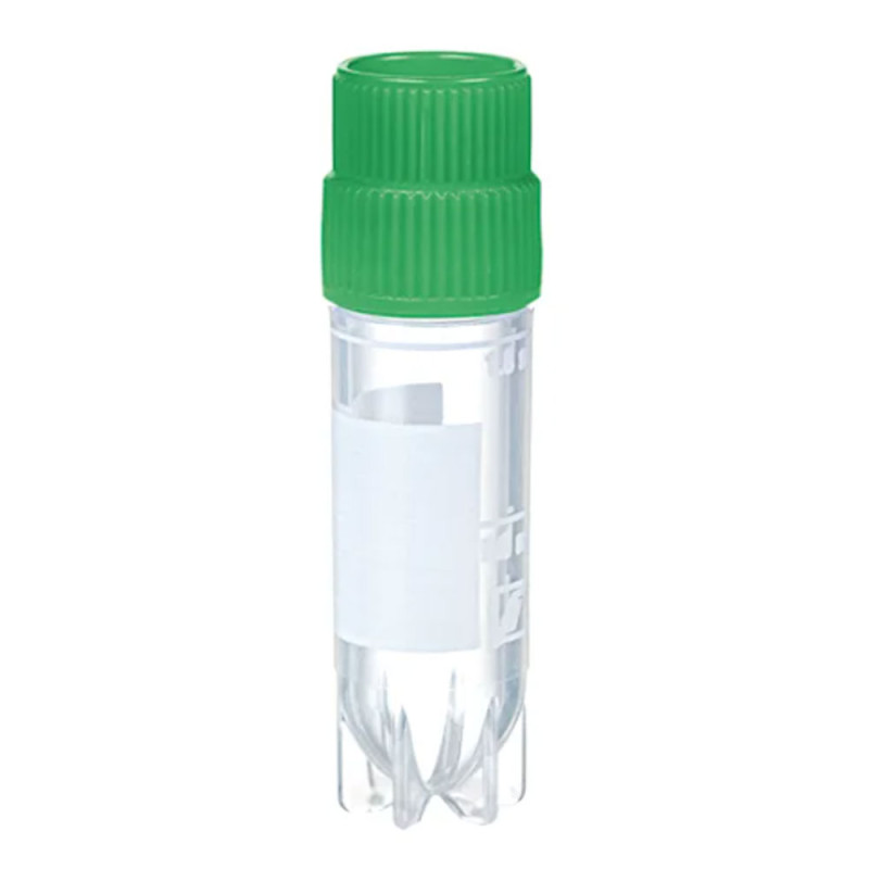 Krioprobówki CryoPure 2ml PP z zakrętką QuickSeal i gwintem zewnętrznym do ciekłego azotu zielone z etykietą 500szt