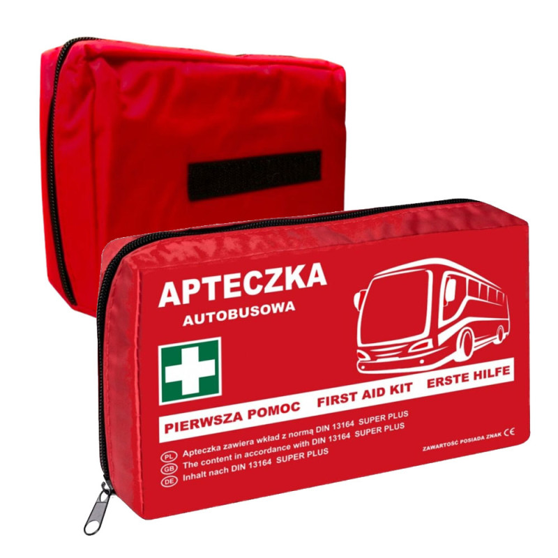 Apteczka autobusowa DIN 13164 PLUS nylonowa z wyposażeniem pierwszej pomocy 1szt