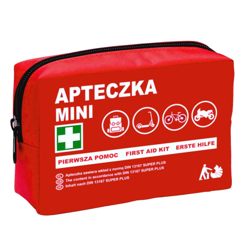 Apteczka motocyklowa turystyczna mini DIN 13167 w nylonie z wyposażeniem pierwszej pomocy 1szt