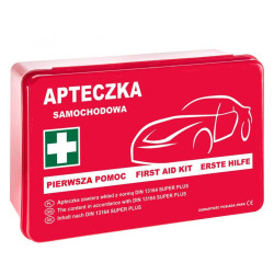 Apteczka samochodowa DIN 13164 PLUS w pudełku z wyposażeniem pierwszej pomocy 1szt