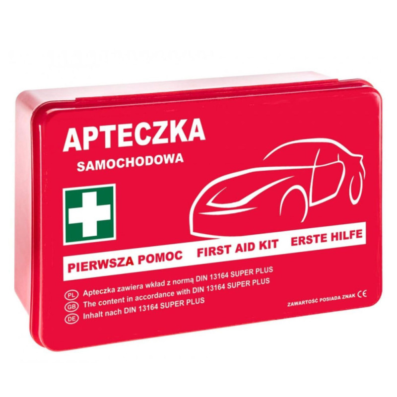 Apteczka samochodowa DIN 13164 PLUS w pudełku z wyposażeniem pierwszej pomocy 1szt