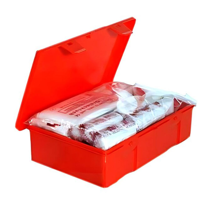 Apteczka zakładowa DIN 13157 PLUS z wyposażeniem pierwszej pomocy BHP + stelaż mocujący 1szt