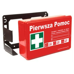 Apteczka zakładowa DIN 13157 PLUS z wyposażeniem pierwszej pomocy BHP + stelaż mocujący 1szt