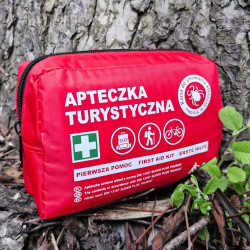 Apteczka turystyczna DIN 13167 TOURIST z wyposażeniem pierwszej pomocy i kartą do usuwania kleszczy 1szt