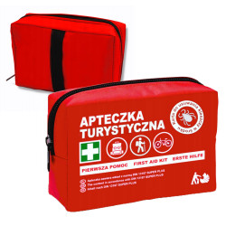 Apteczka turystyczna DIN 13167 TOURIST z wyposażeniem pierwszej pomocy i kartą do usuwania kleszczy 1szt