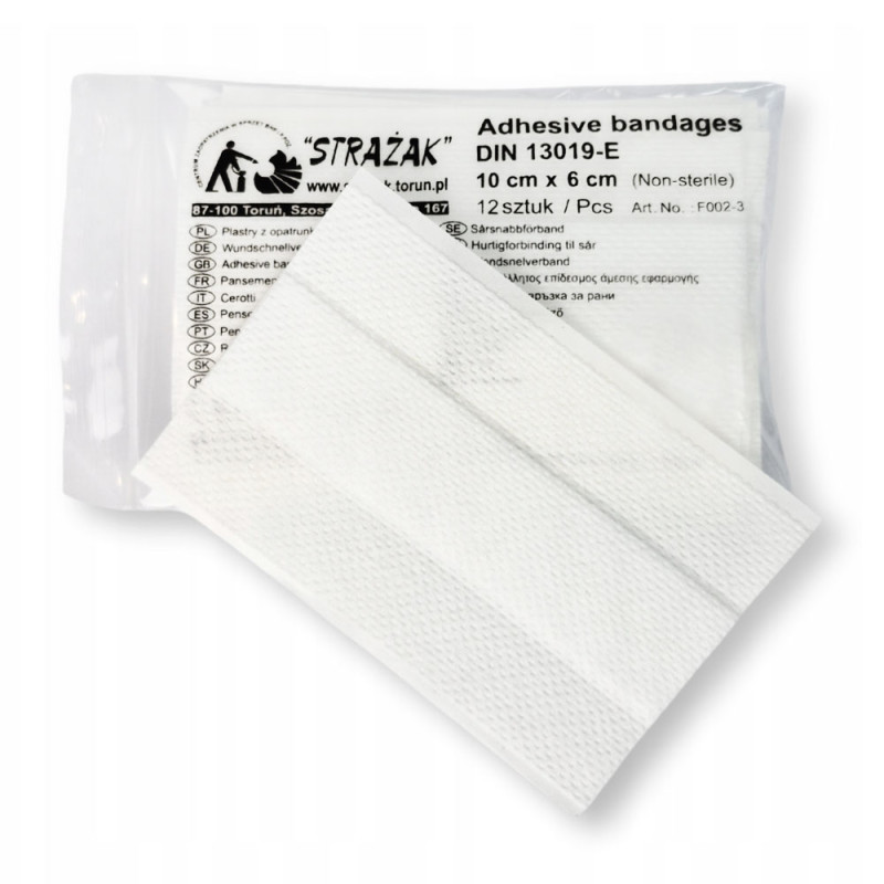 Plastry z opatrunkiem 10 &times; 6 cm zestaw 12 szt do apteczki pierwszej pomocy