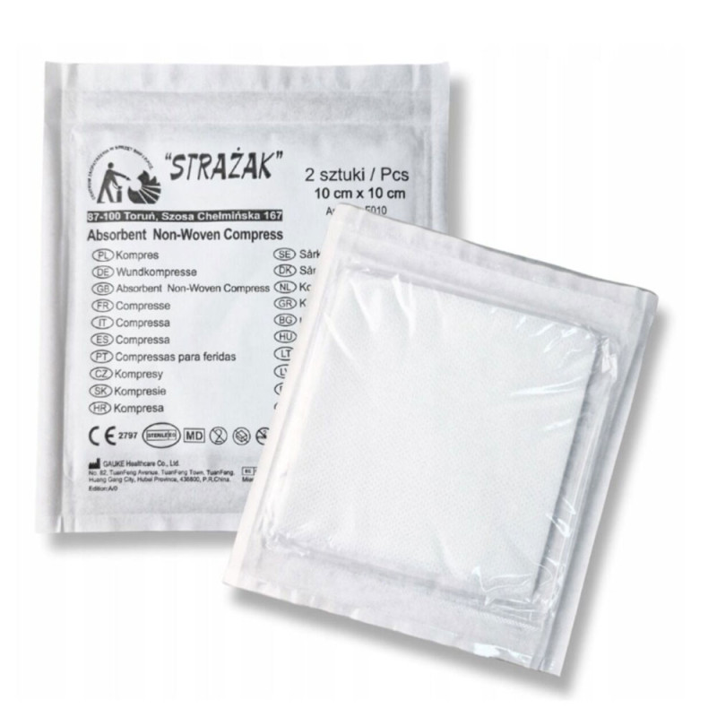 Kompres gazowy jałowy 10cm &times; 10cm sterylny opatrunek 2 szt do apteczki