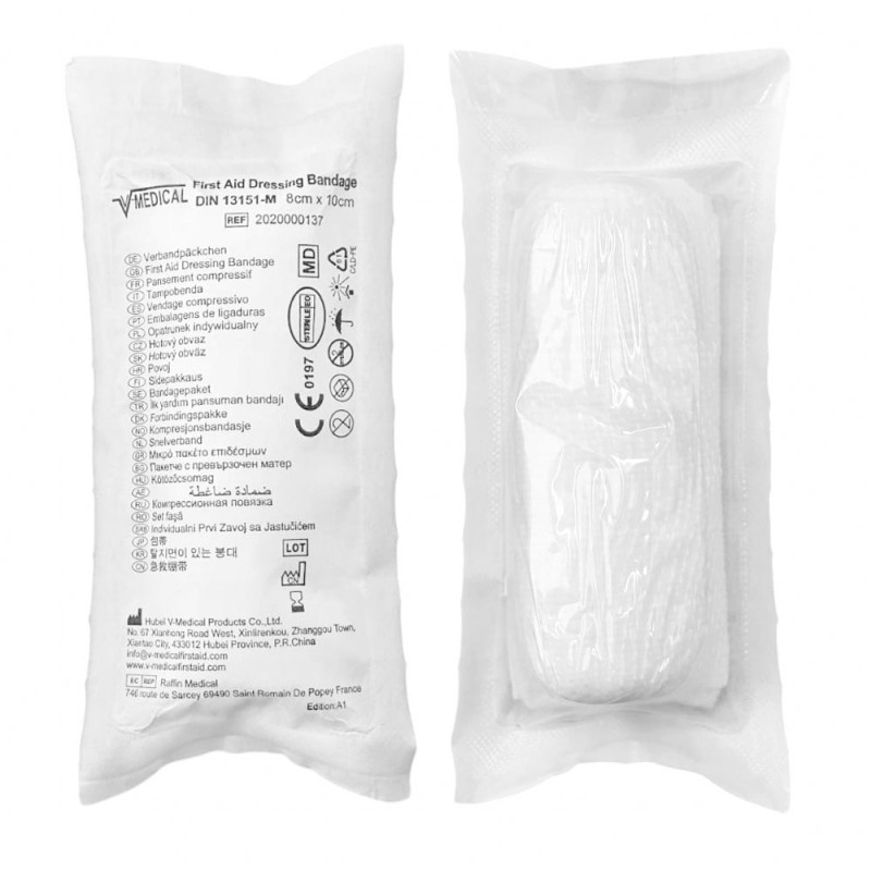 Opatrunek indywidualny M 8 &times; 10 cm jałowy opatrunek pierwszej pomocy 1szt