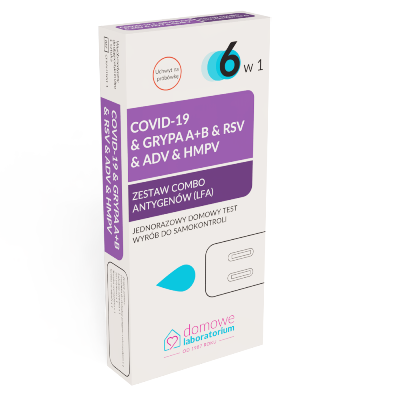 Combo test 6w1 do samokontroli -   grypa A / grypa B / SARS-COV / RSV / ADV / hMPV 1szt
