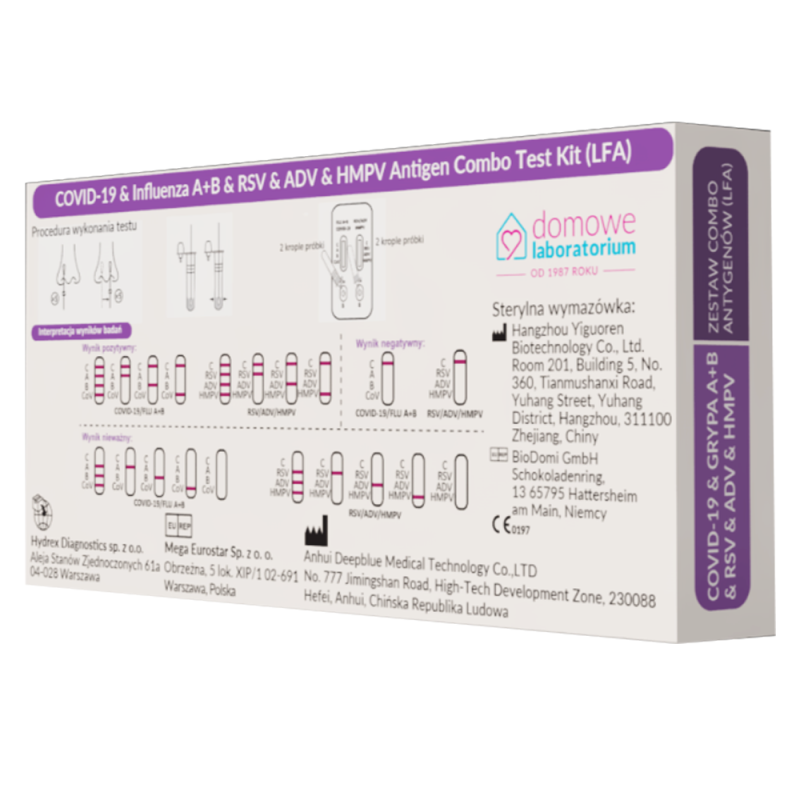 Combo test 6w1 do samokontroli -   grypa A / grypa B / SARS-COV / RSV / ADV / hMPV 1szt