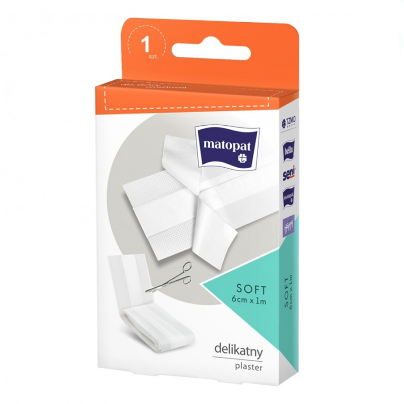 Plaster wł&oacute;kninowy z opatrunkiem do cięcia Soft 6cm x 1m kartonik z zawieszką 1szt