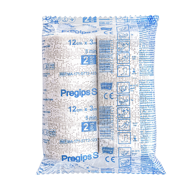 Pregips S opaska gipsowa średniowiążąca 5 min 15cm x 3m 2szt