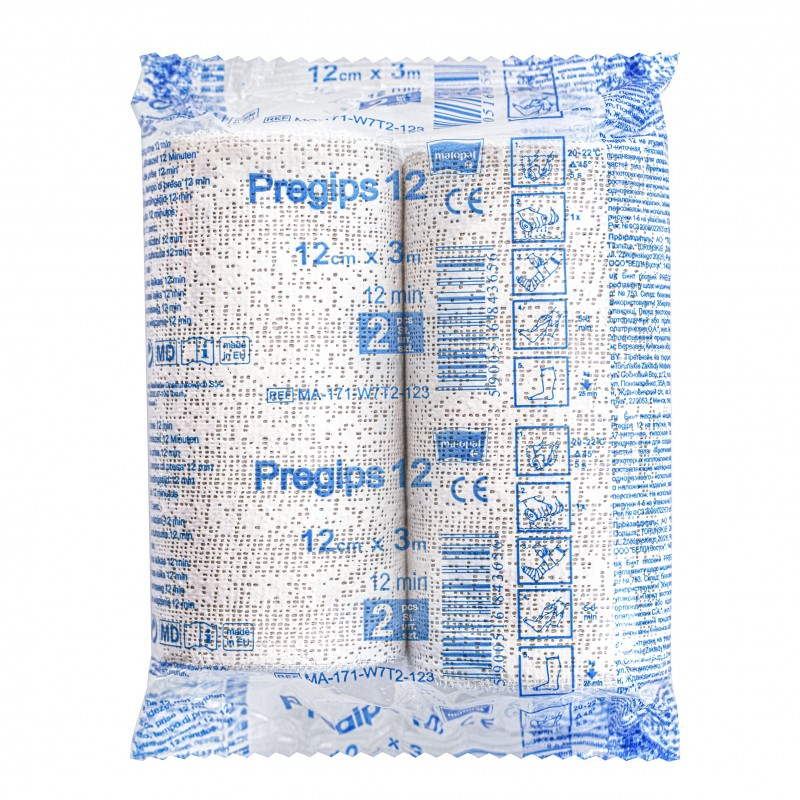 Pregips 12 opaska gipsowa wolnowiążąca 12 min 15cm x 3m 2szt