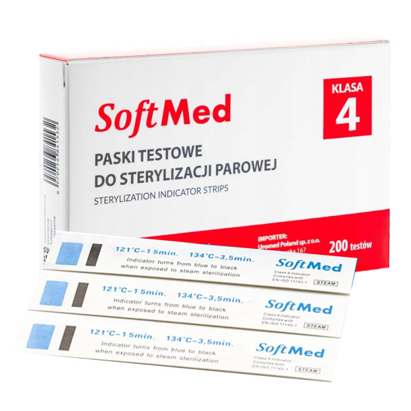 Testy do sterylizacji parowej klasa IV SoftMed 200szt
