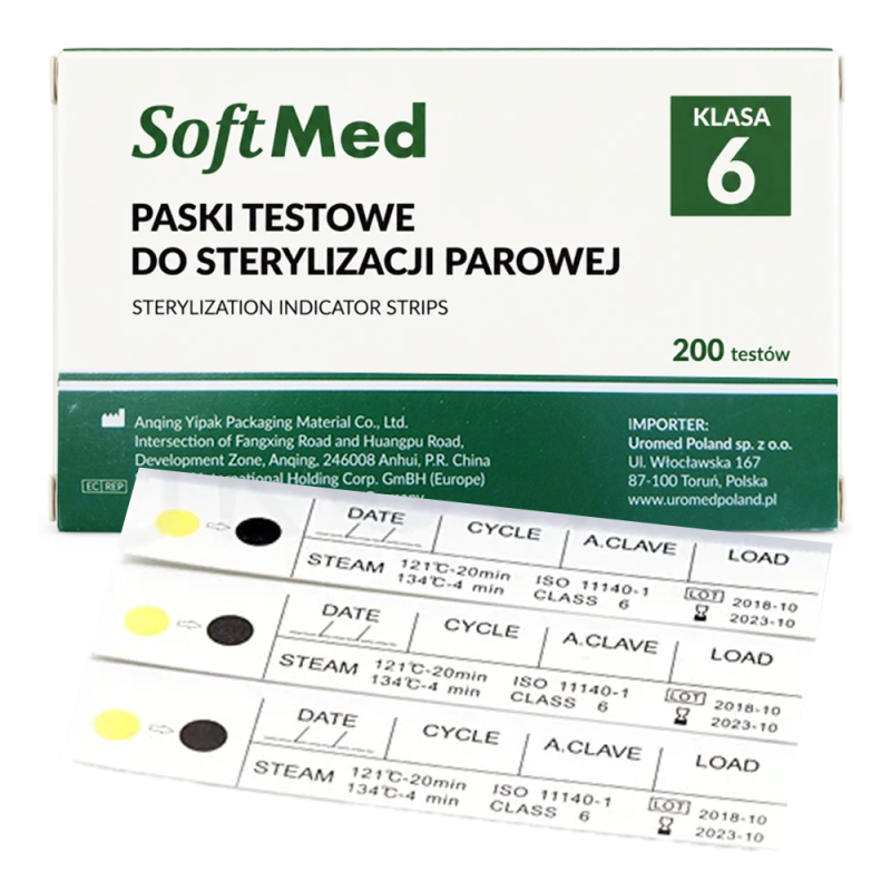Testy do sterylizacji parowej klasa VI SoftMed 200szt