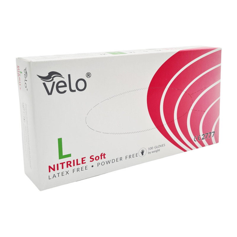 Rękawiczki nitrylowe L niebieskie Velo 100sztuk karton 10op