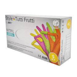 Rękawiczki nitrylowe S kolorowe AMPRI Style Tutti Frutti 96sztuk karton 10op