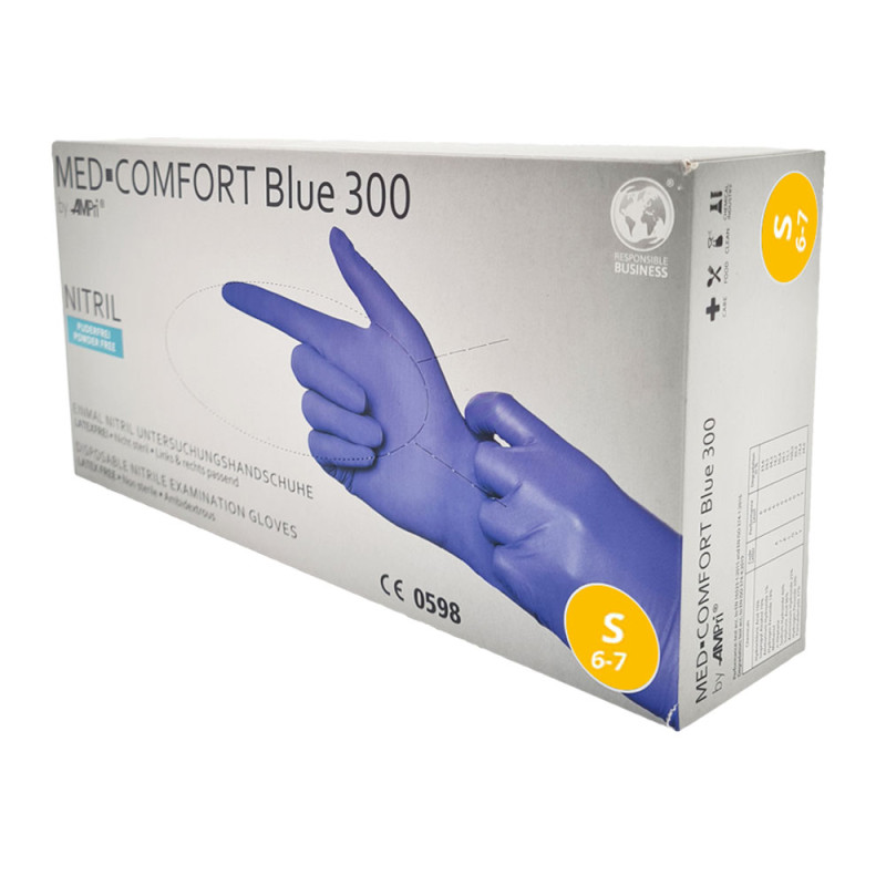 Rękawiczki nitrylowe S niebieskie Ampri Blue 300 100sztuk karton 10op