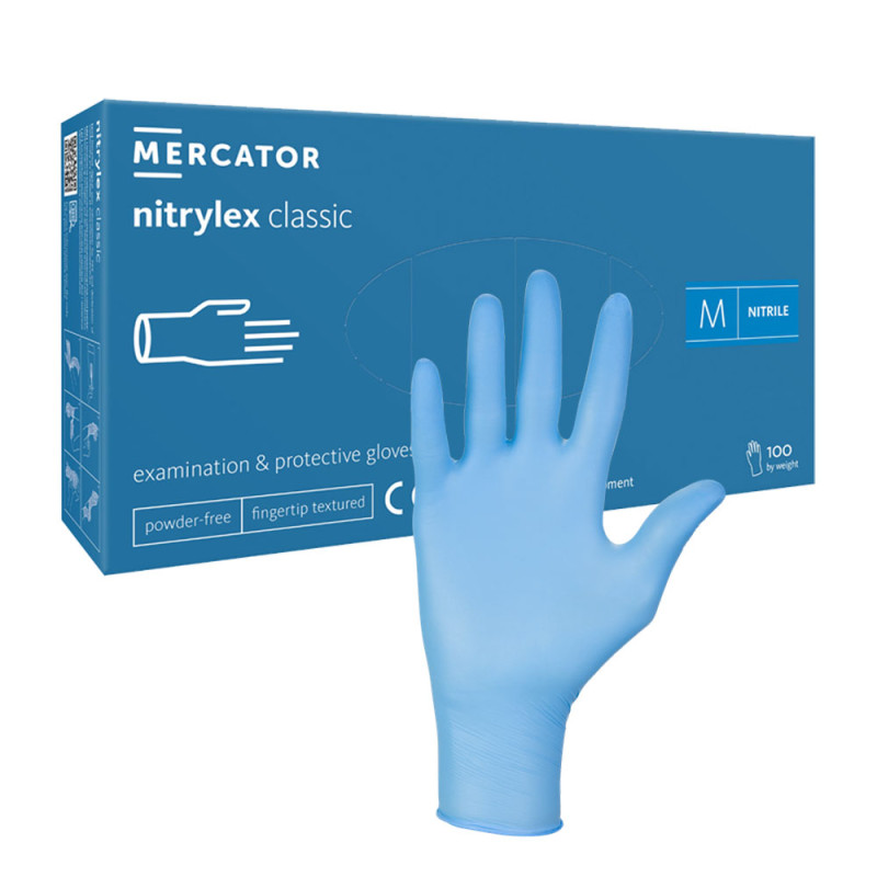 Rękawiczki nitrylowe M niebieskie Mercator Nitrylex Classic 100sztuk
