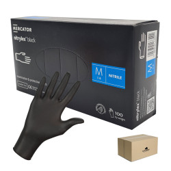 Rękawiczki nitrylowe M czarne Mercator Nitrylex Black 100sztuk karton 10op