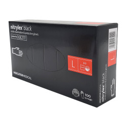 Rękawiczki nitrylowe L czarne Mercator Nitrylex Black 100sztuk karton 10op
