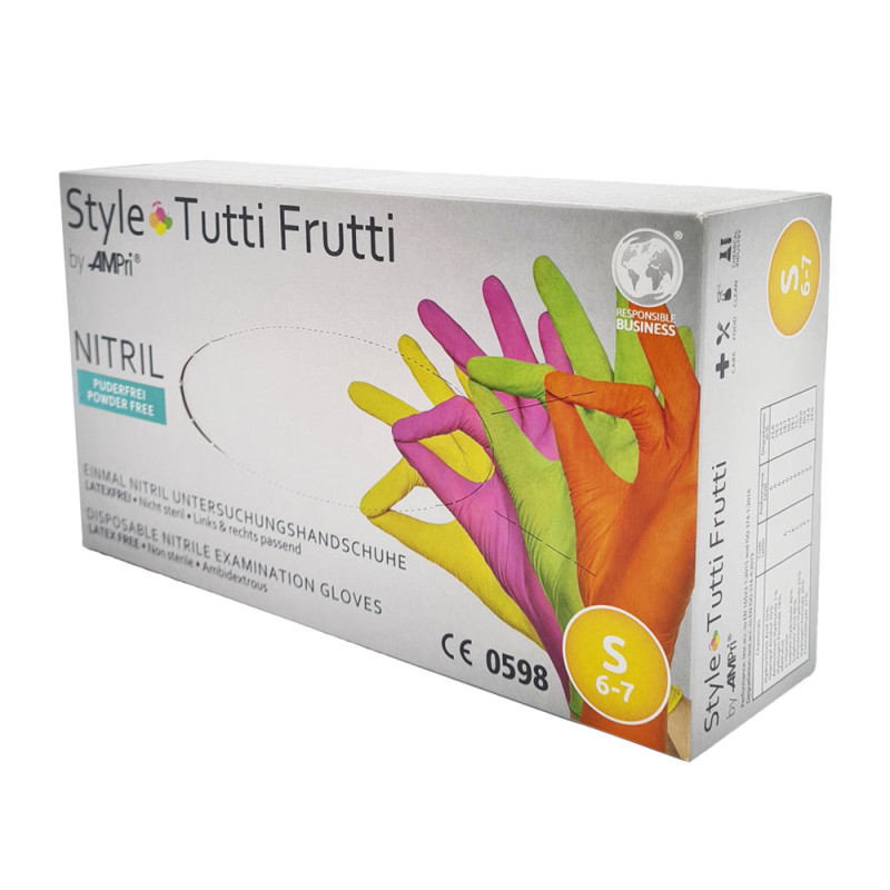 Rękawiczki nitrylowe S kolorowe AMPRI Style Tutti Frutti 96sztuk