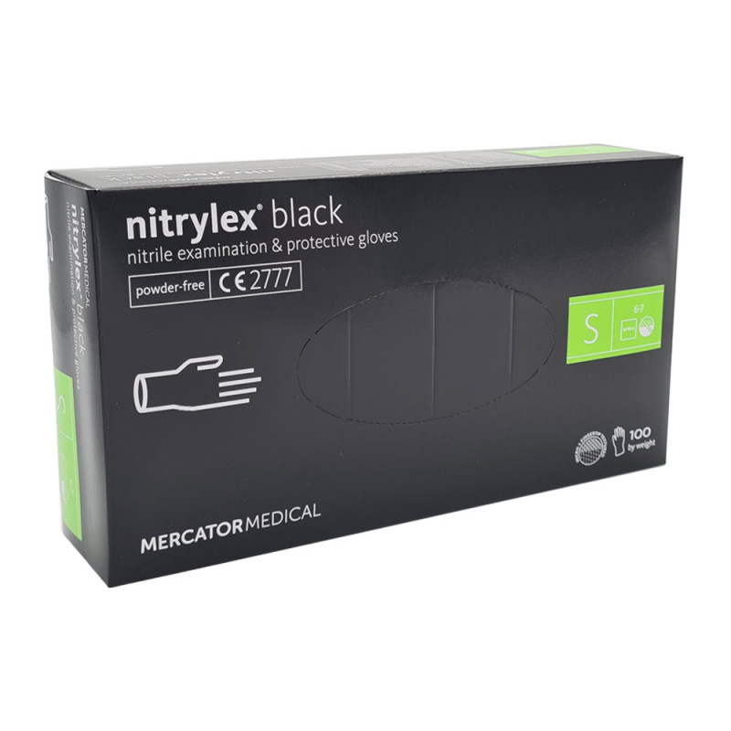 Rękawiczki nitrylowe S czarne Mercator Nitrylex Black 100sztuk