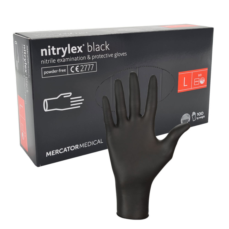 Rękawiczki nitrylowe L czarne Mercator Nitrylex Black 100sztuk