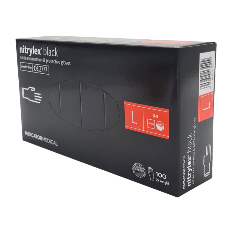 Rękawiczki nitrylowe L czarne Mercator Nitrylex Black 100sztuk