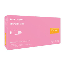 Rękawiczki nitrylowe XS r&oacute;żowe Mercator Nitrylex Pink 100sztuk karton 10op