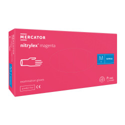 Rękawiczki nitrylowe M r&oacute;żowe Mercator Nitrylex Magenta 100sztuk karton 10op