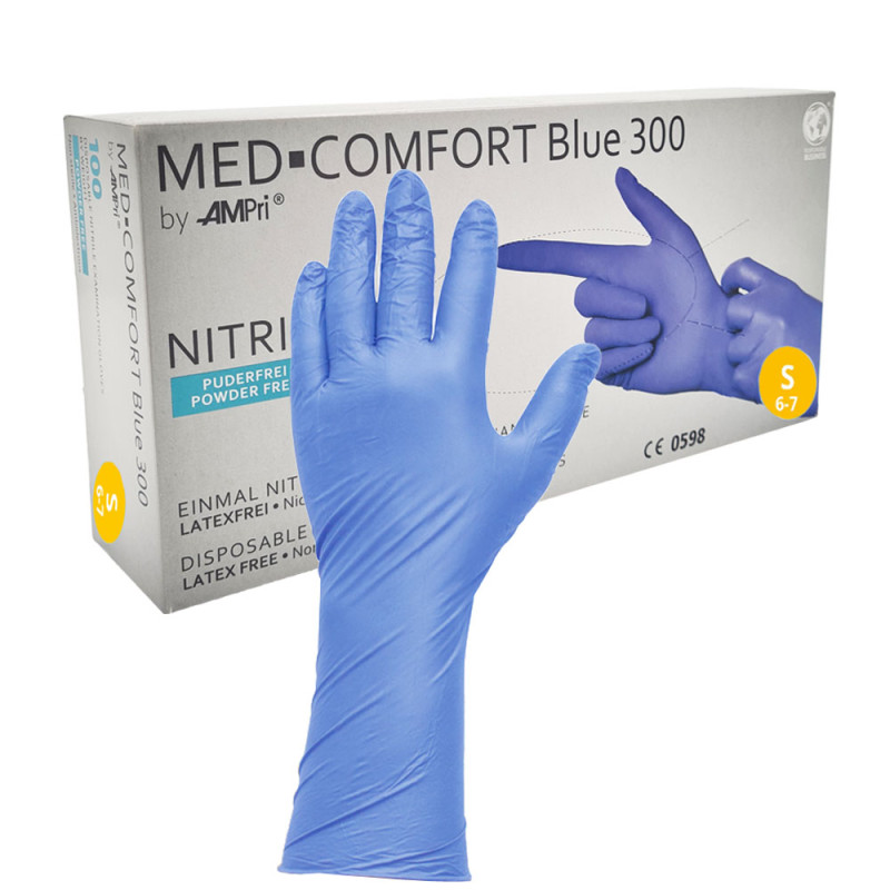 Rękawiczki nitrylowe S niebieskie Ampri Blue 300 100sztuk